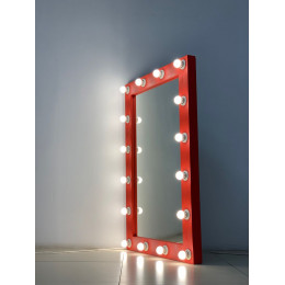 Гримерное зеркало 120x80 красного цвета с подсветкой 16 ламп по контуру