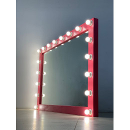 Гримерное зеркало 100х150 розового цвета с подсветкой 15 светодиодными лампами