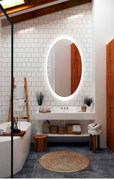 Овальное зеркало в ванну с подсветкой Мелодия 90х120 см